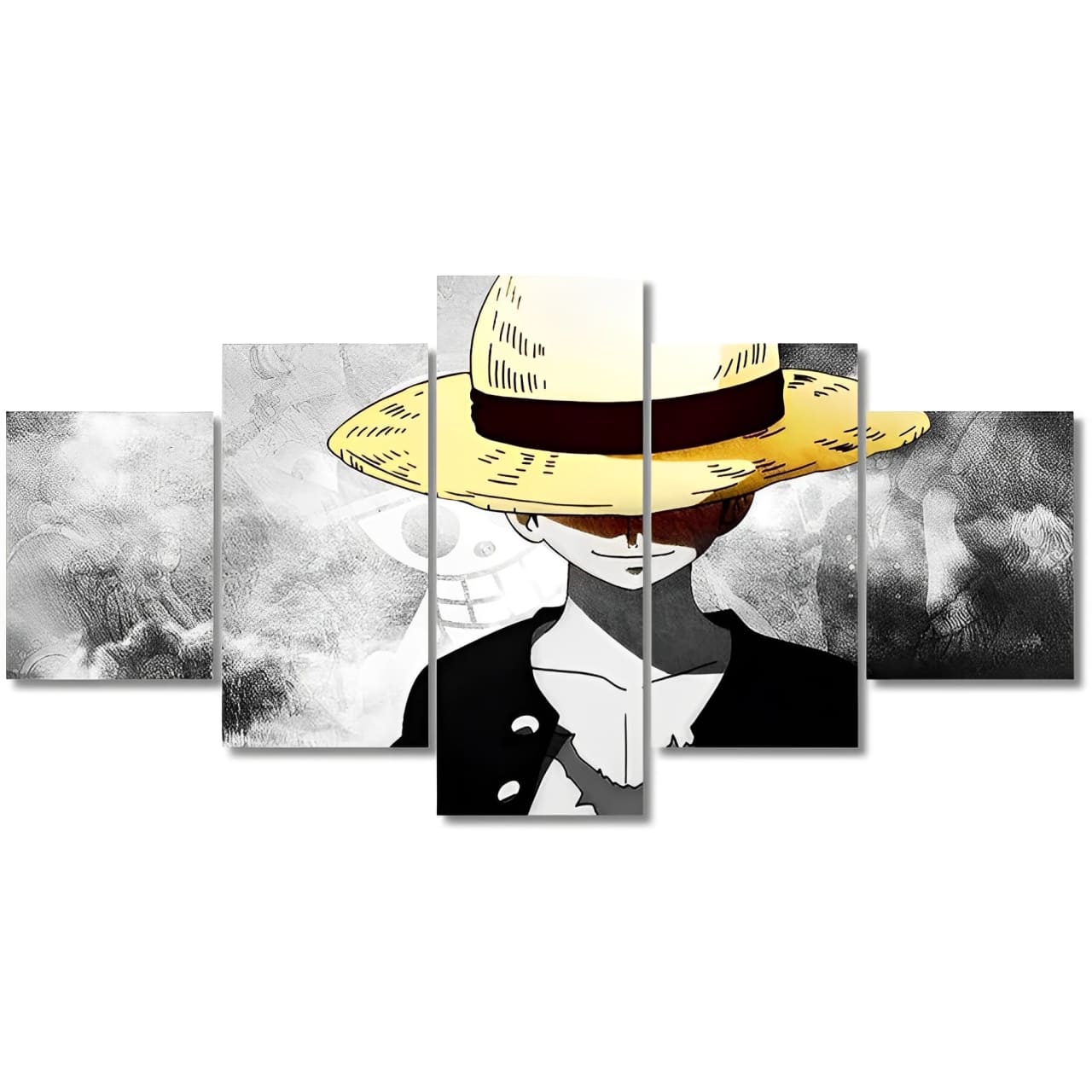 tableau toile one piece 5 parties luffy chapeau paille 3