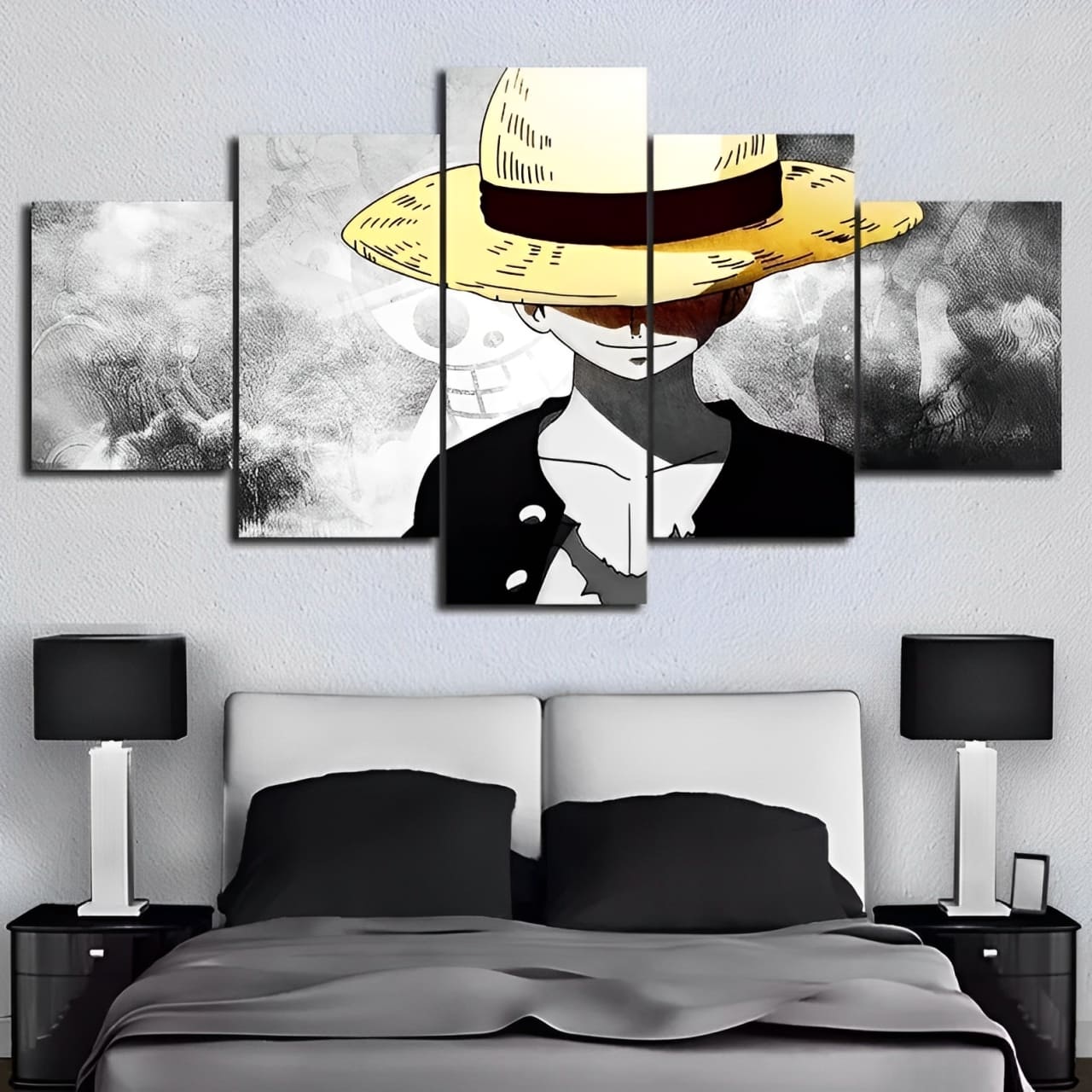 tableau toile one piece 5 parties luffy chapeau paille 2