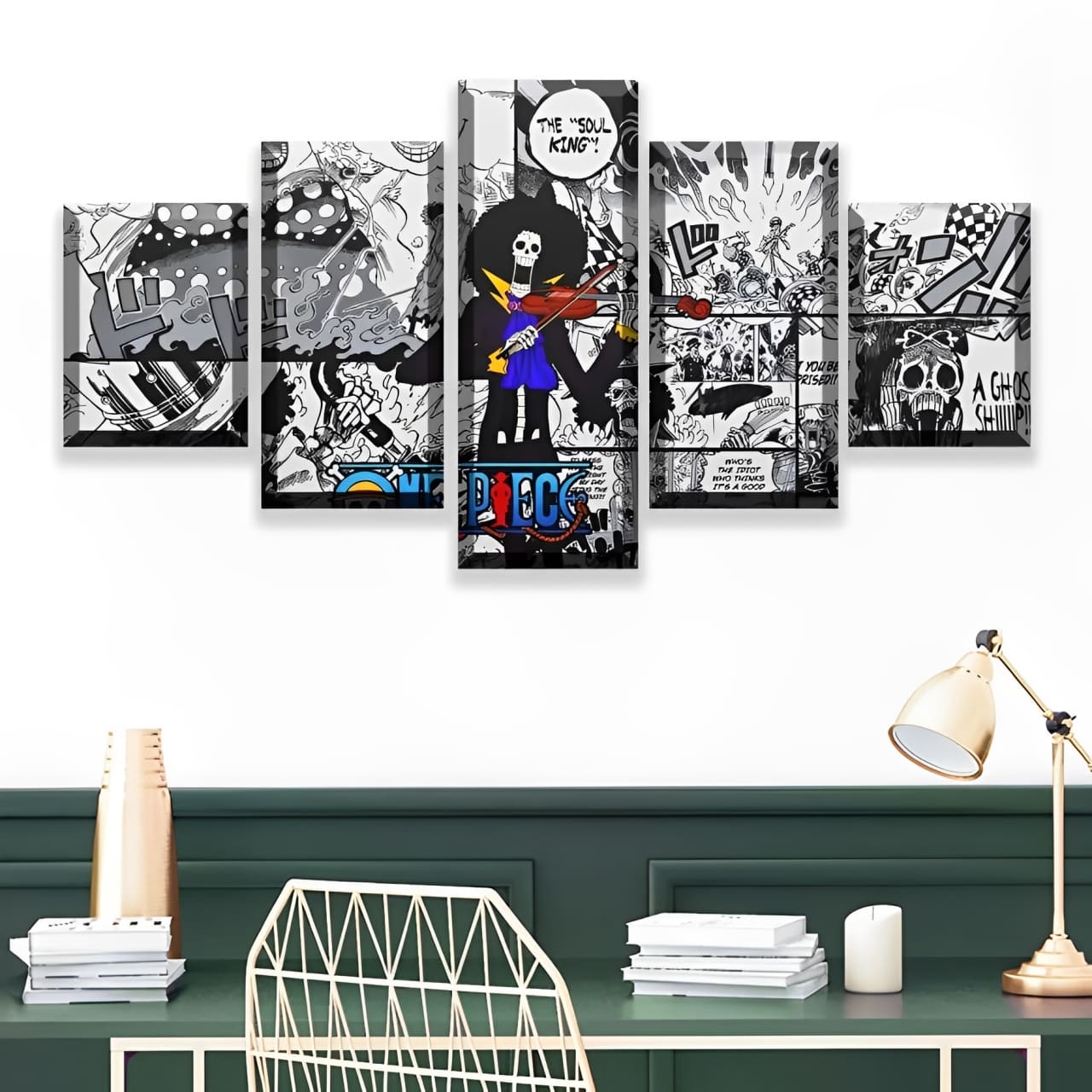 tableau toile one piece 5 parties manga brook 1