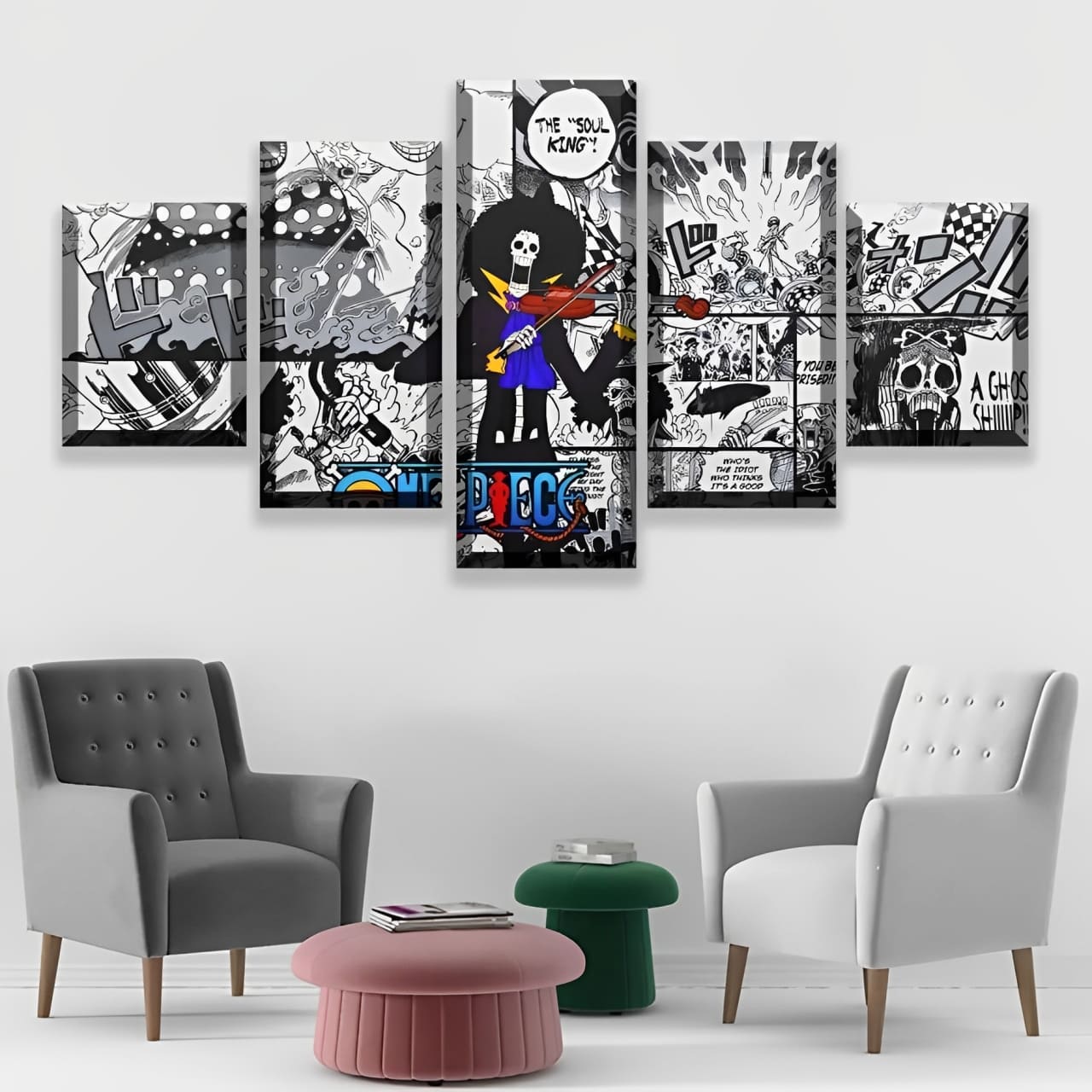 tableau toile one piece 5 parties manga brook 2