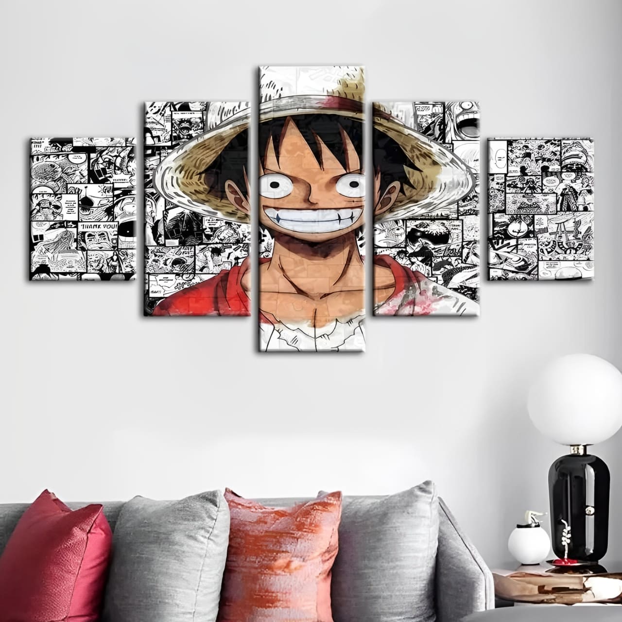 tableau toile one piece 5 parties manga monkey luffy 2
