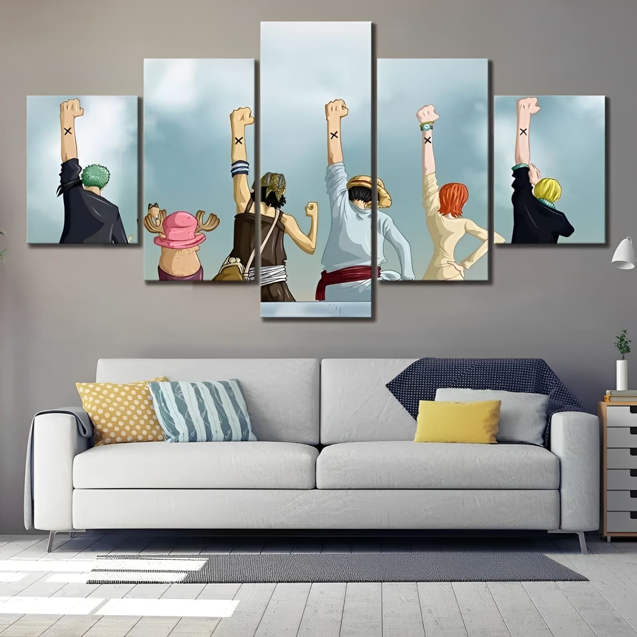 tableau toile one piece 5 parties mugiwara alabasta 2