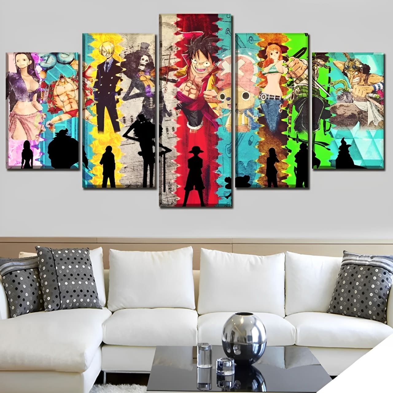 tableau toile one piece 5 parties mugiwara ombres 1