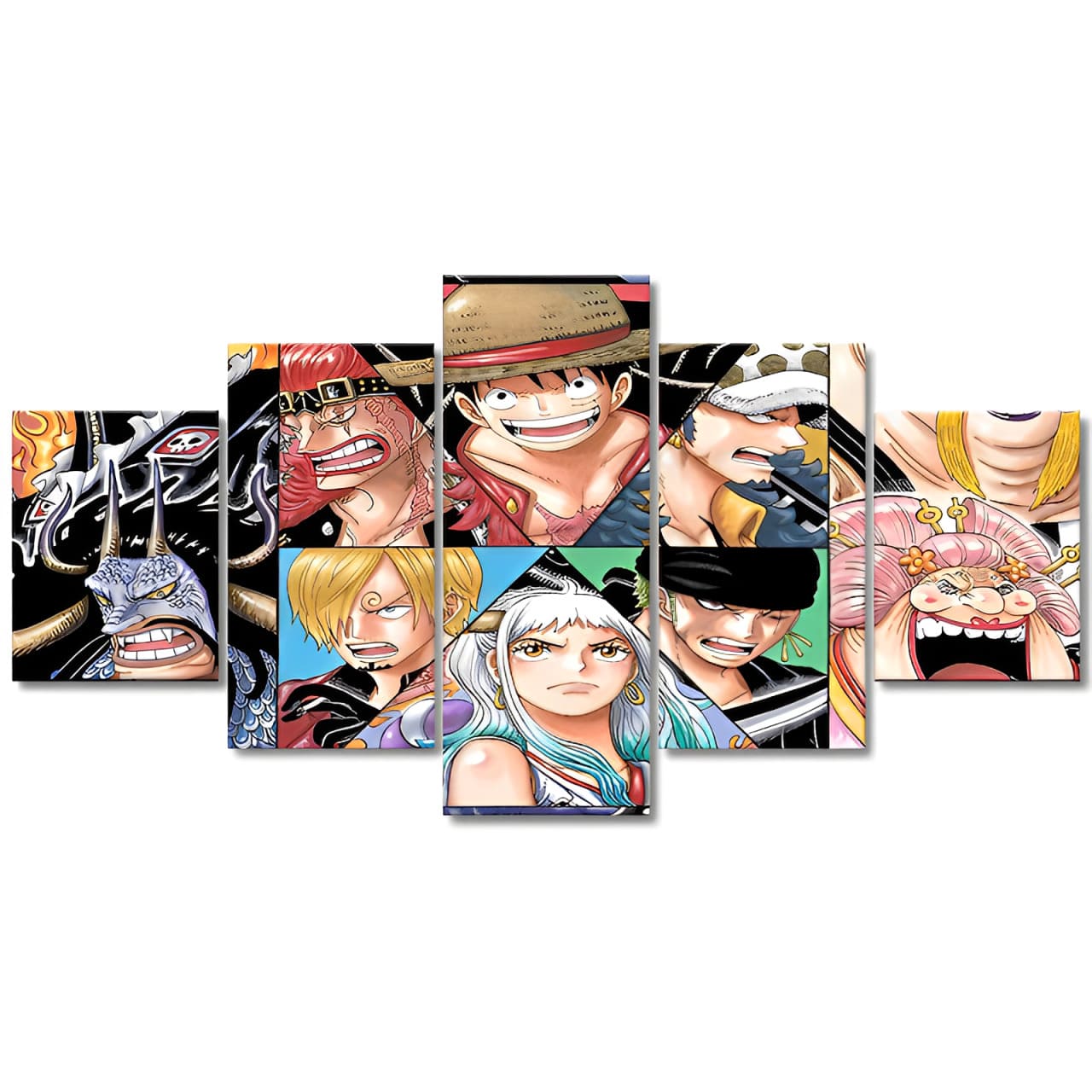 tableau toile 5 parties one piece onigashima war 3