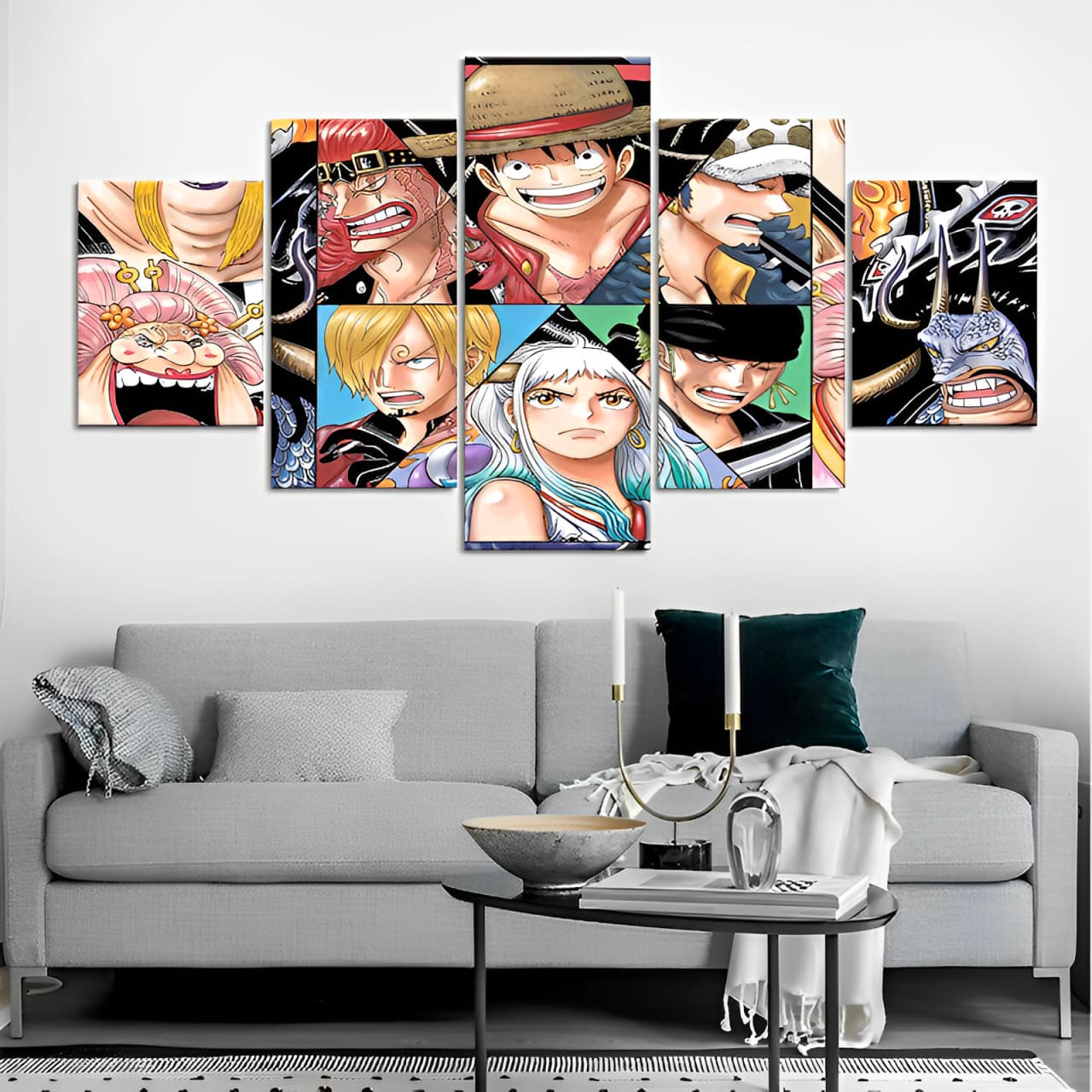 tableau toile 5 parties one piece onigashima war 2