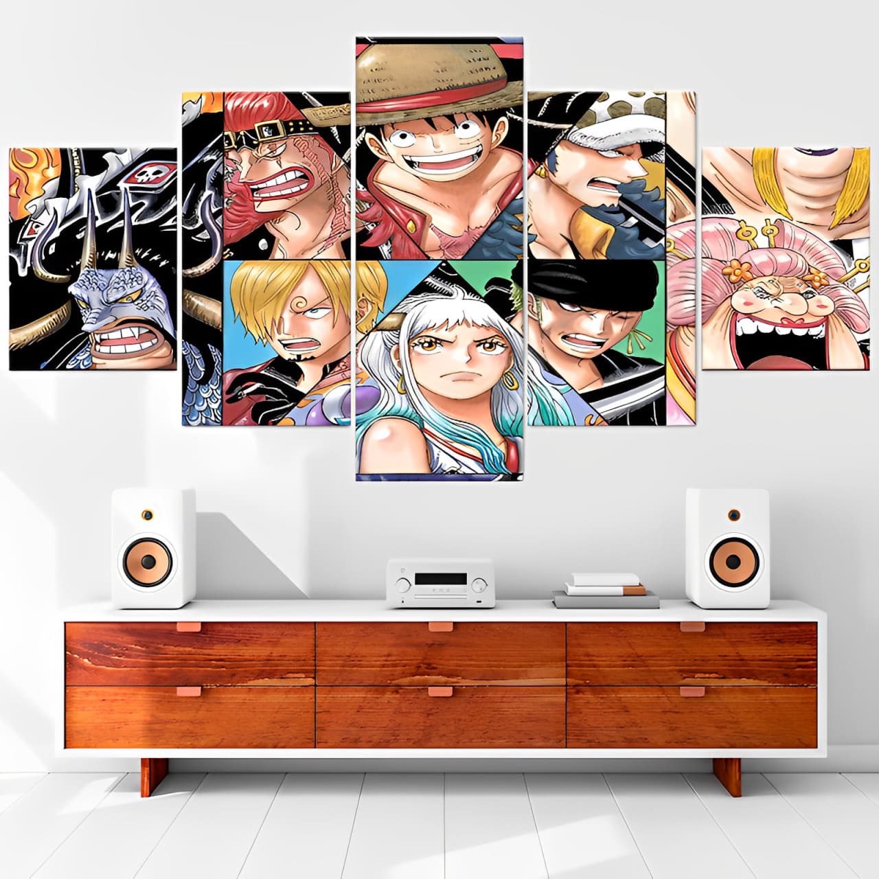 tableau toile 5 parties one piece onigashima war 1