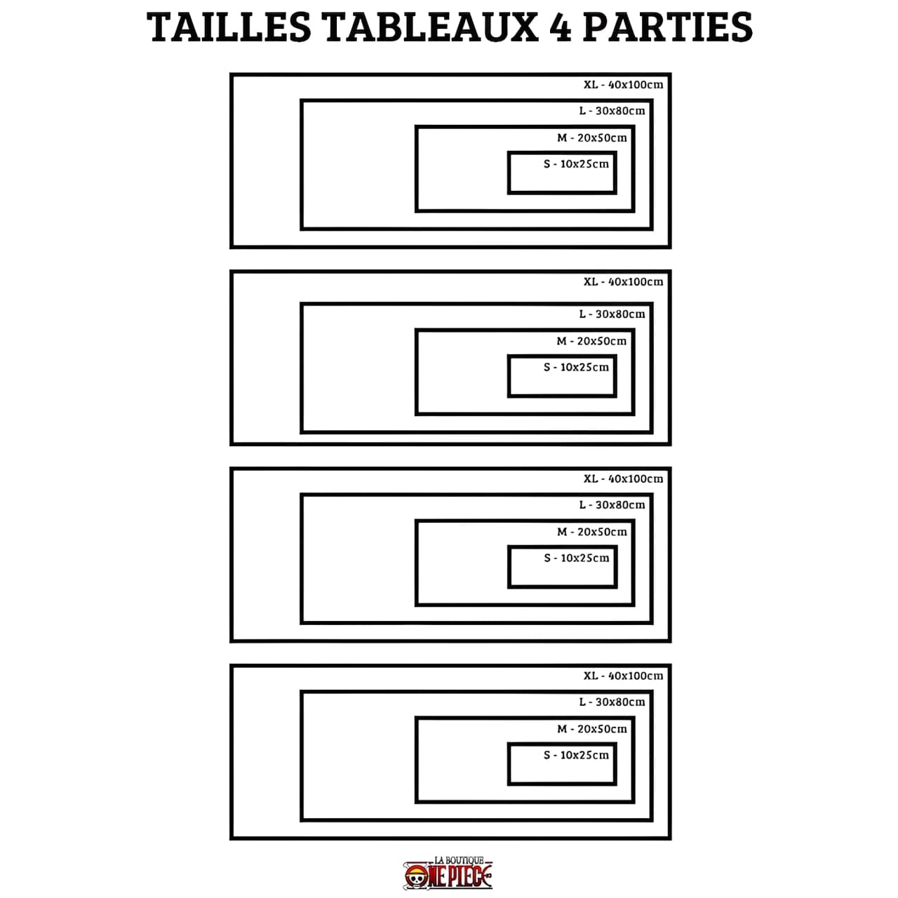 taille toiles tableaux boutique one piece 4 parties 2