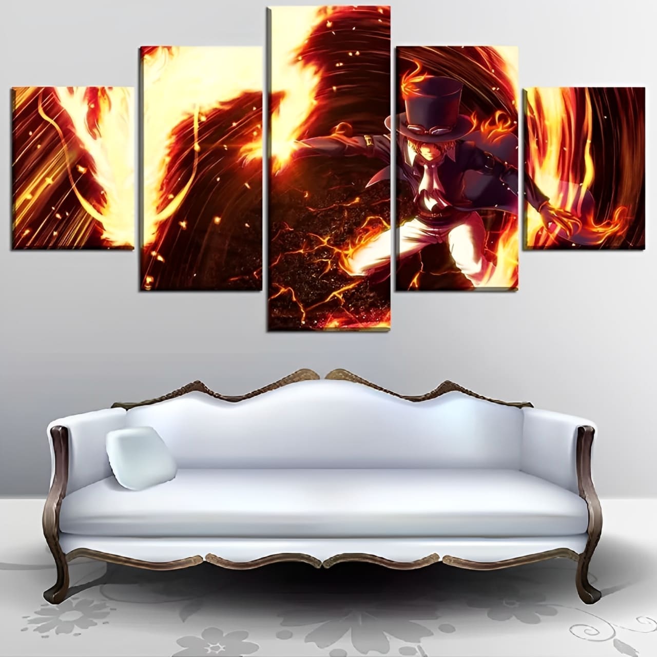 tableau toile one piece 5 parties sabo fruit demon 1
