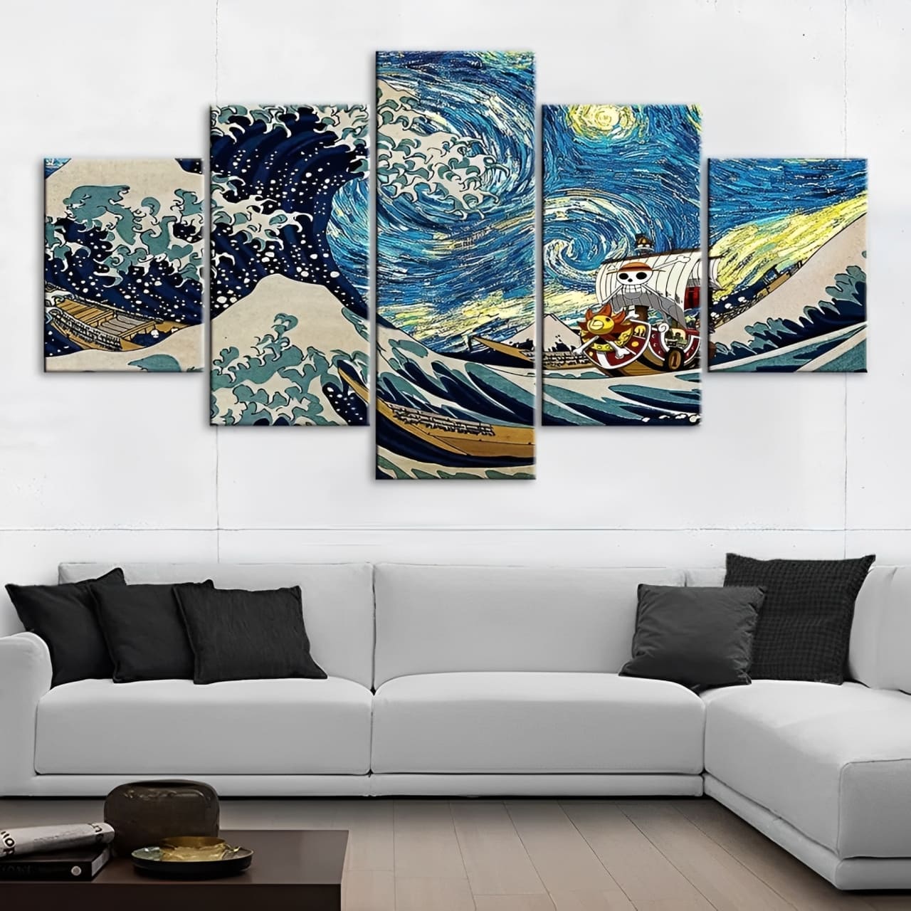 tableau toile one piece 5 parties vogue merry waves 2