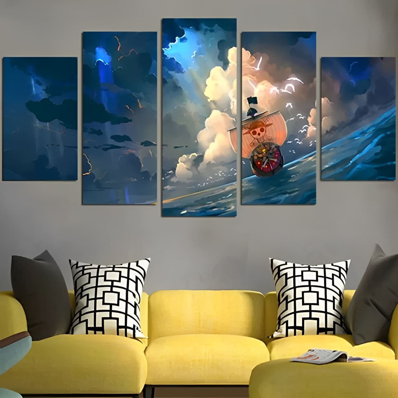 tableau toile one piece 5 parties thousand sunny 1