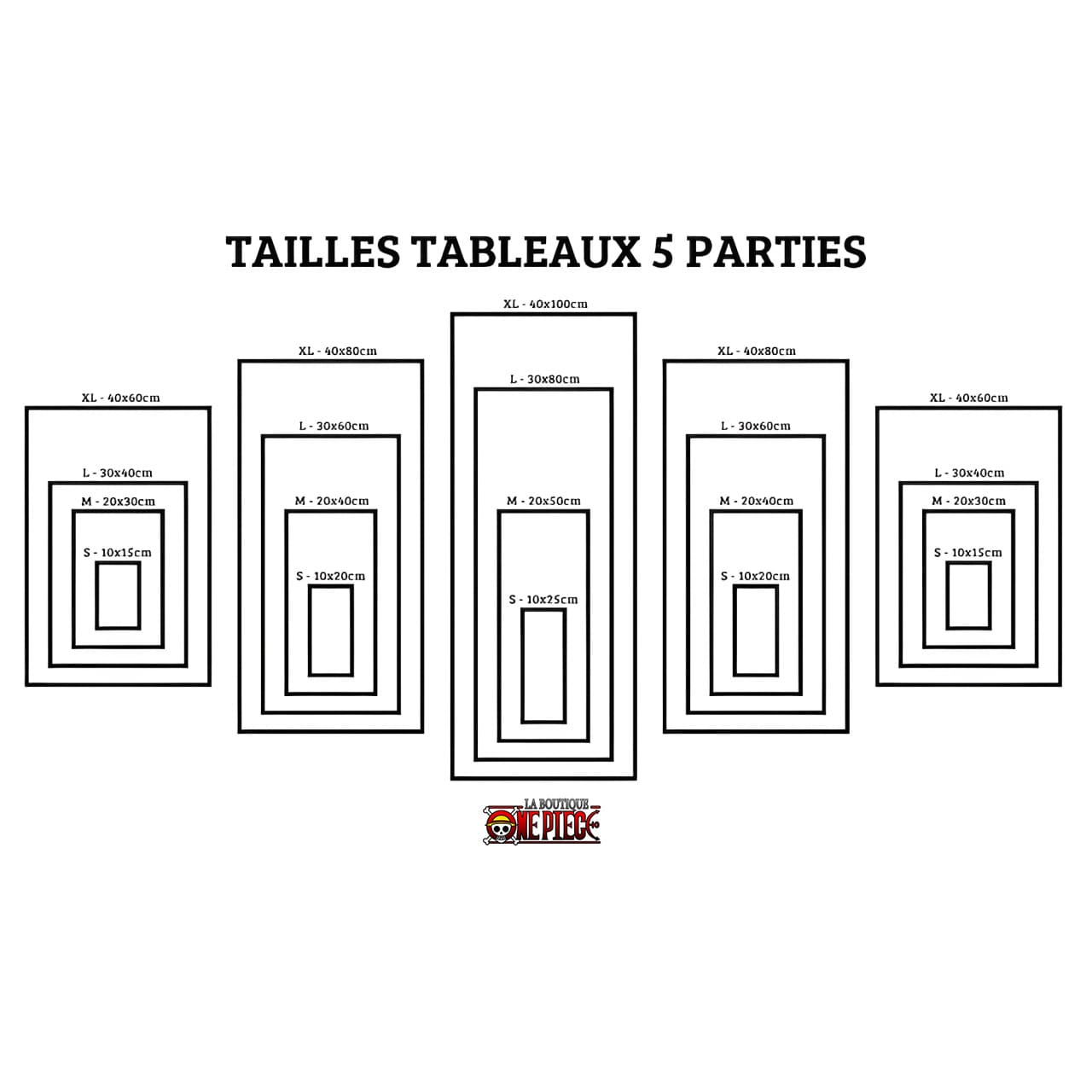 tailles toiles tableaux boutique one piece 5 parties