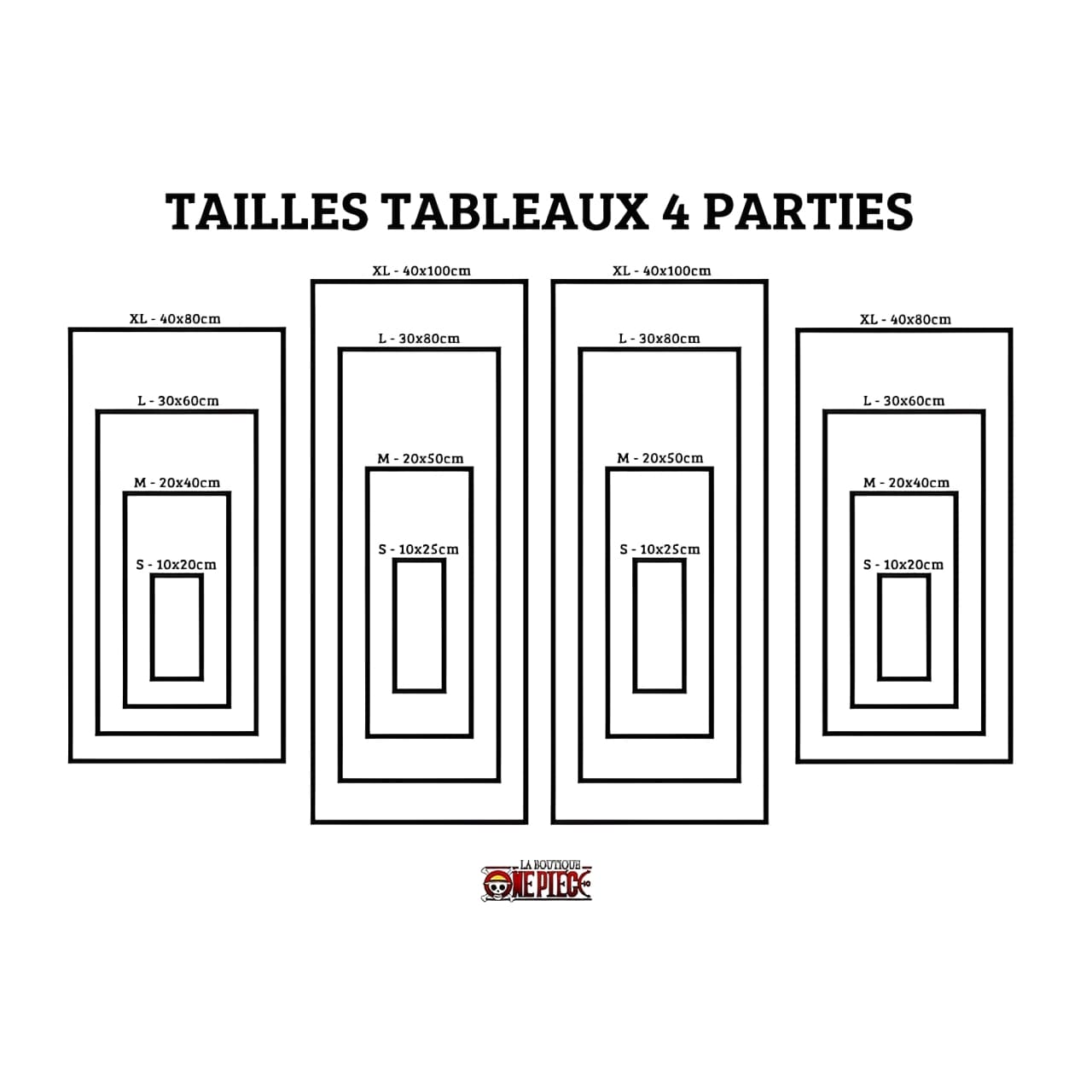 taille toiles tableaux boutique one piece 4 parties 1