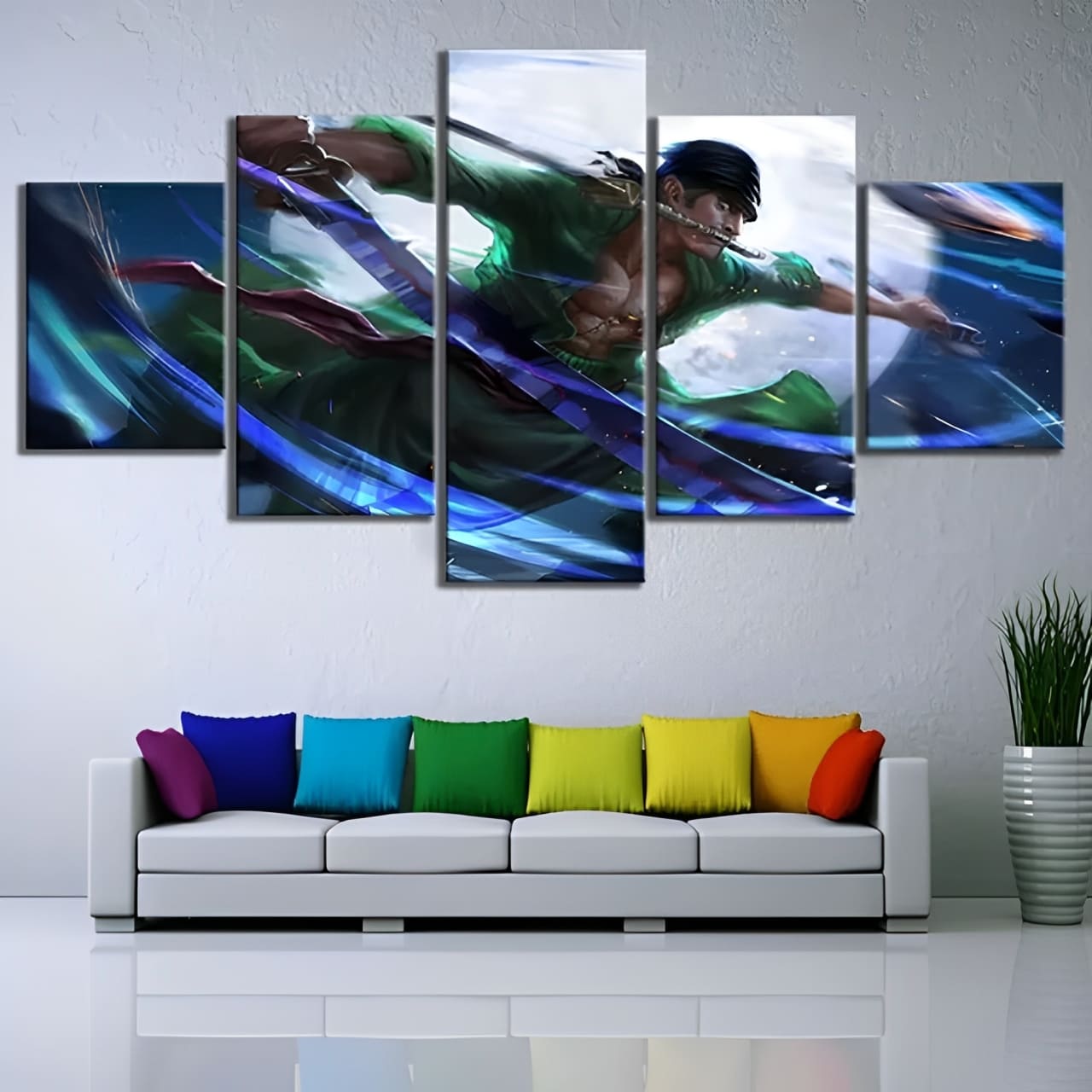 tableau toile one piece 5 parties roronoa zoro 1