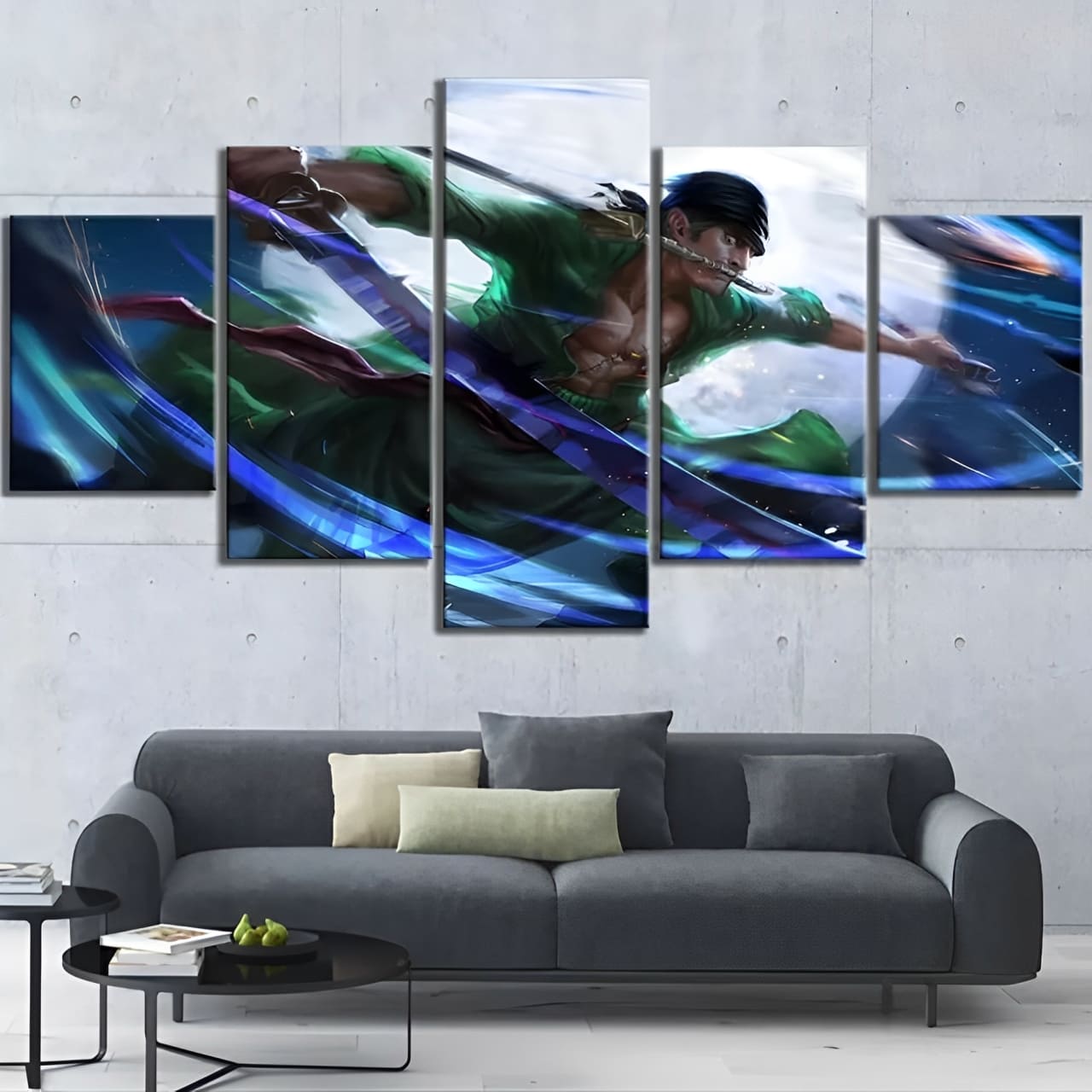 tableau toile one piece 5 parties roronoa zoro 2