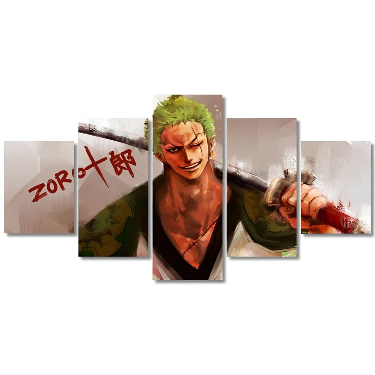 tableau toile one piece 5 parties roronoa zoro paint 3