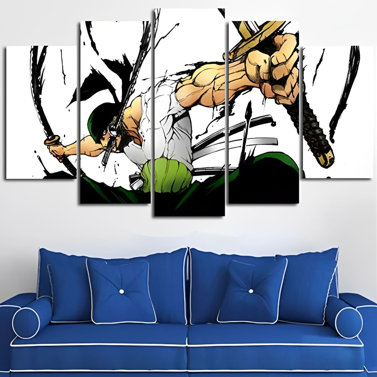 tableau toile one piece 5 parties roronoa zoro santoryu 1