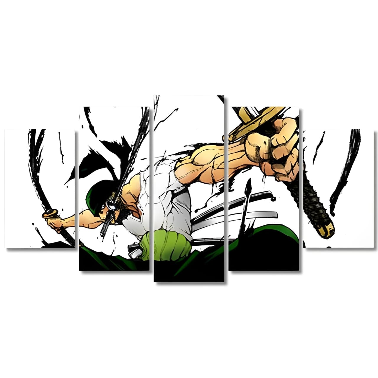 tableau toile one piece 5 parties roronoa zoro santoryu 3