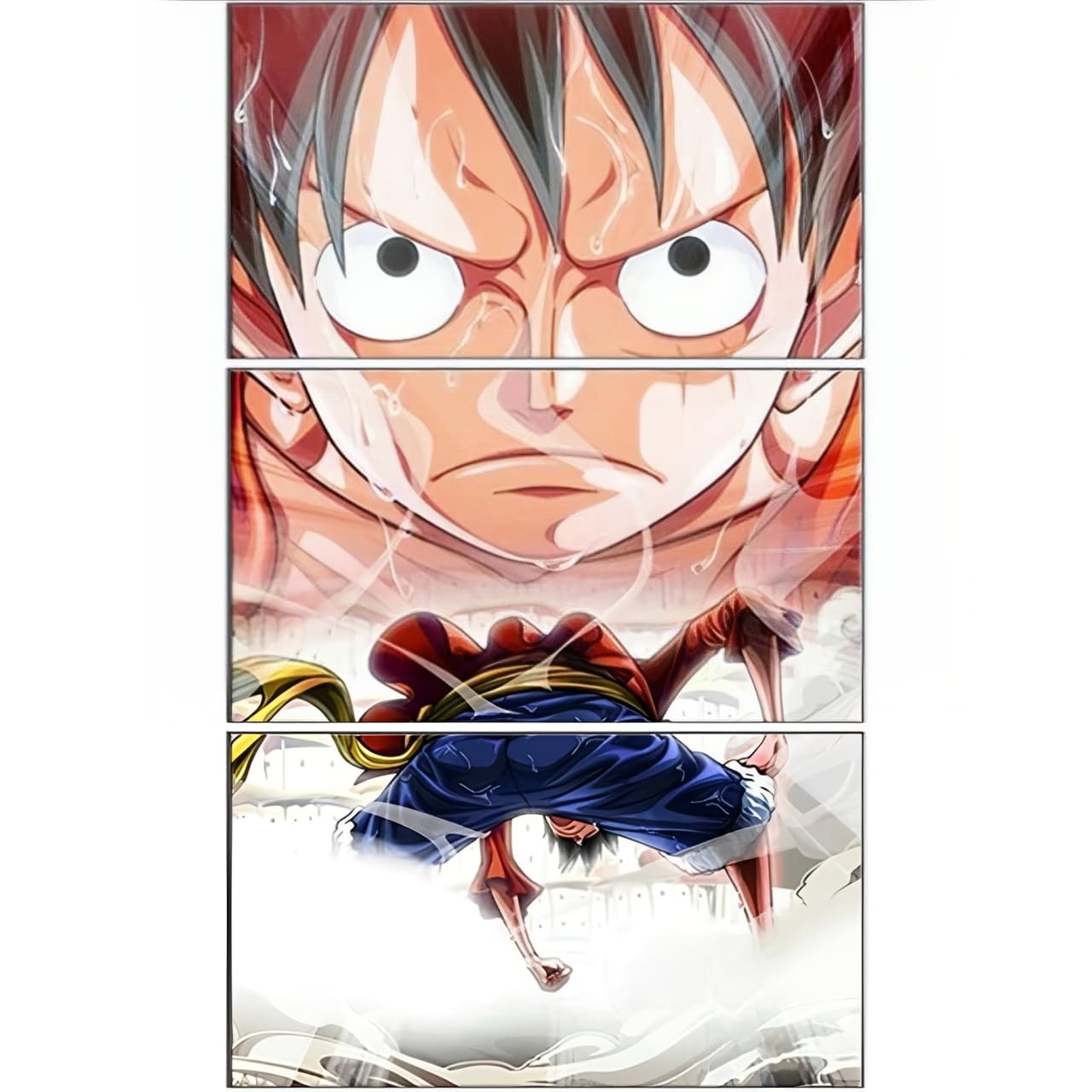 tableau toile one piece 3 parties luffy kings haki 3