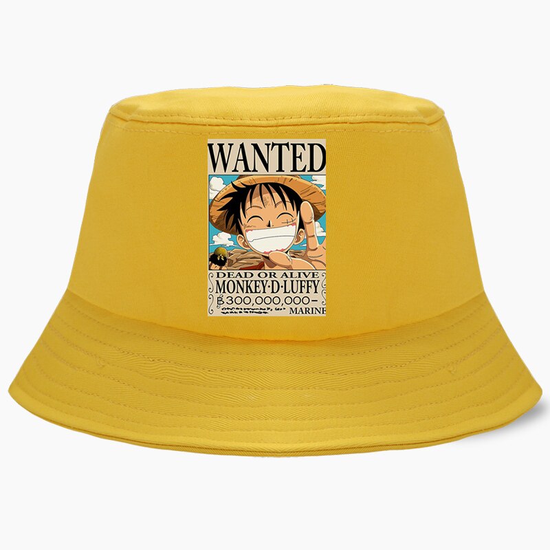 bob one piece affiche wanted luffy jaune