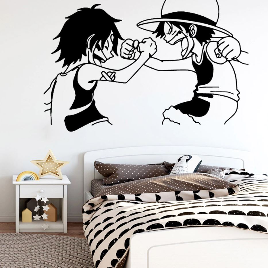 stickers mural one piece ace luffy kids