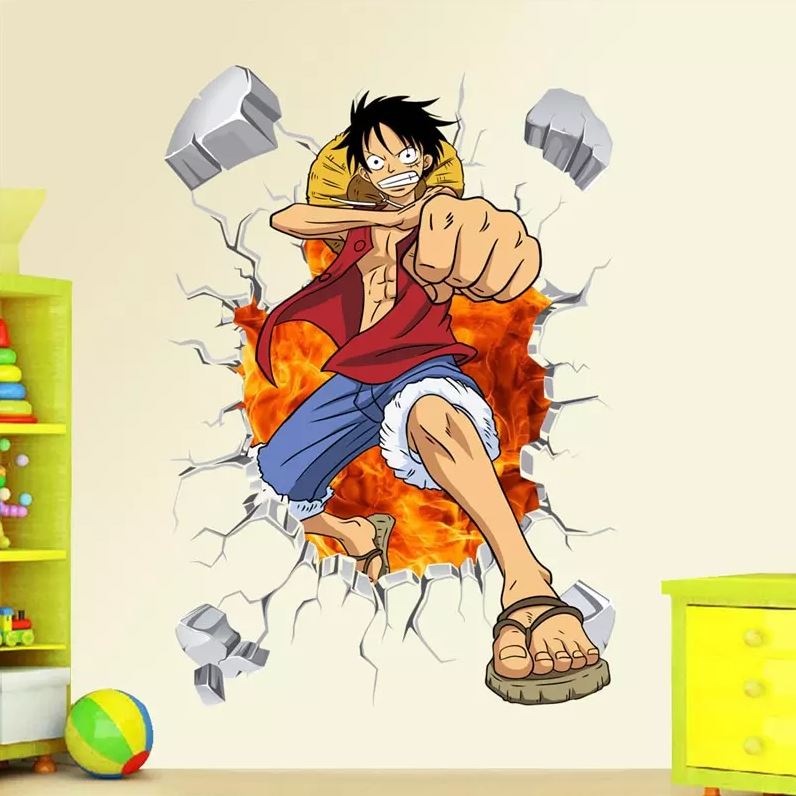stickers mural luffy color one piece 1