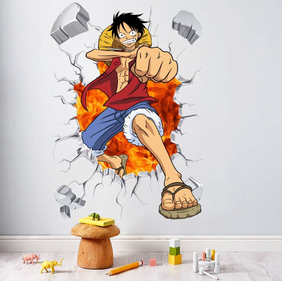 stickers mural luffy color one piece 2