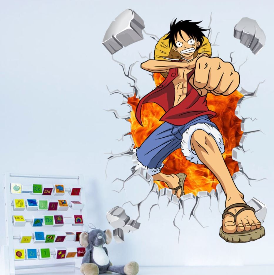 stickers mural luffy color one piece 4