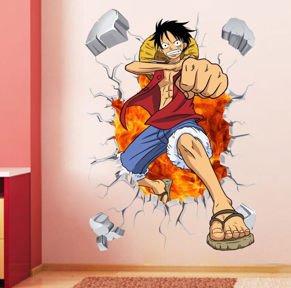 stickers mural luffy color one piece 3