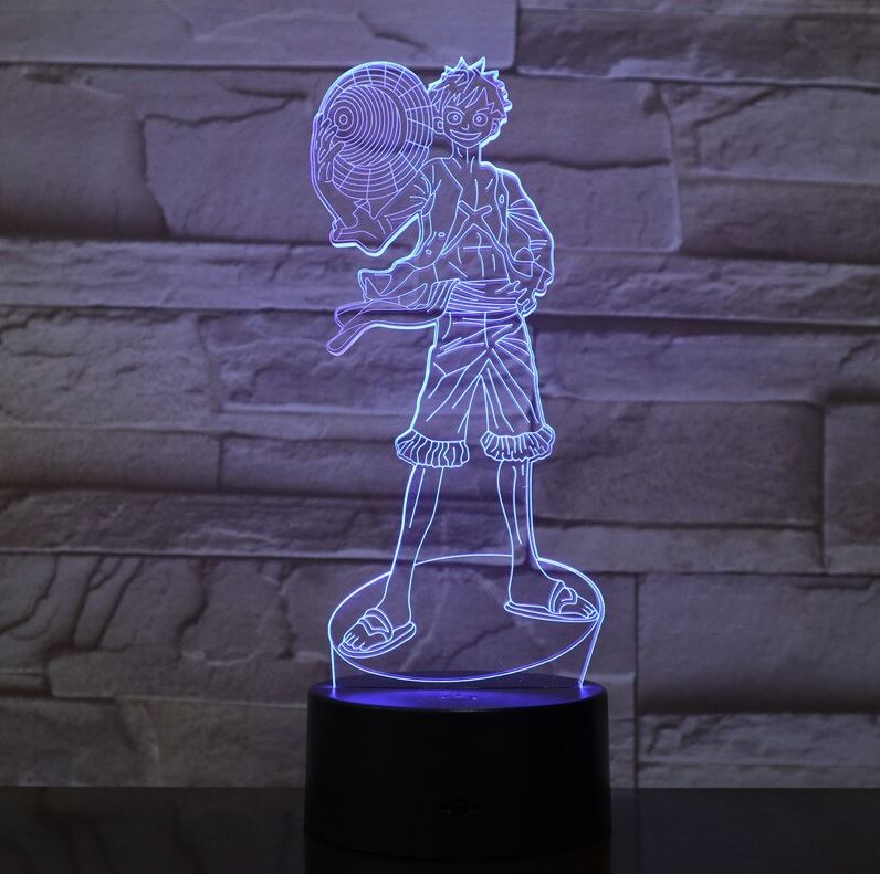 lampe 3d one piece monkey luffy bleu