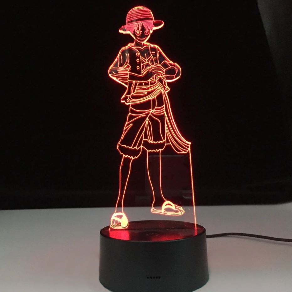lampe 3d one piece monkey luffy 2 rouge