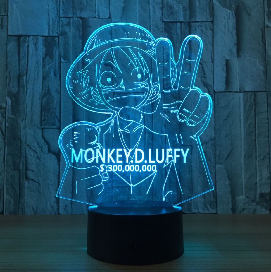 lampe 3d one piece monkey luffy prime bleu 2
