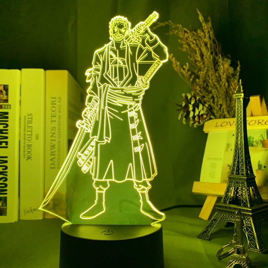 lampe 3d one piece roronoa zoro jaune