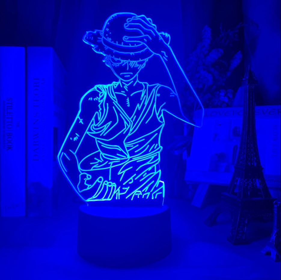 lampe 3d one piece luffy strawhat bleu 2