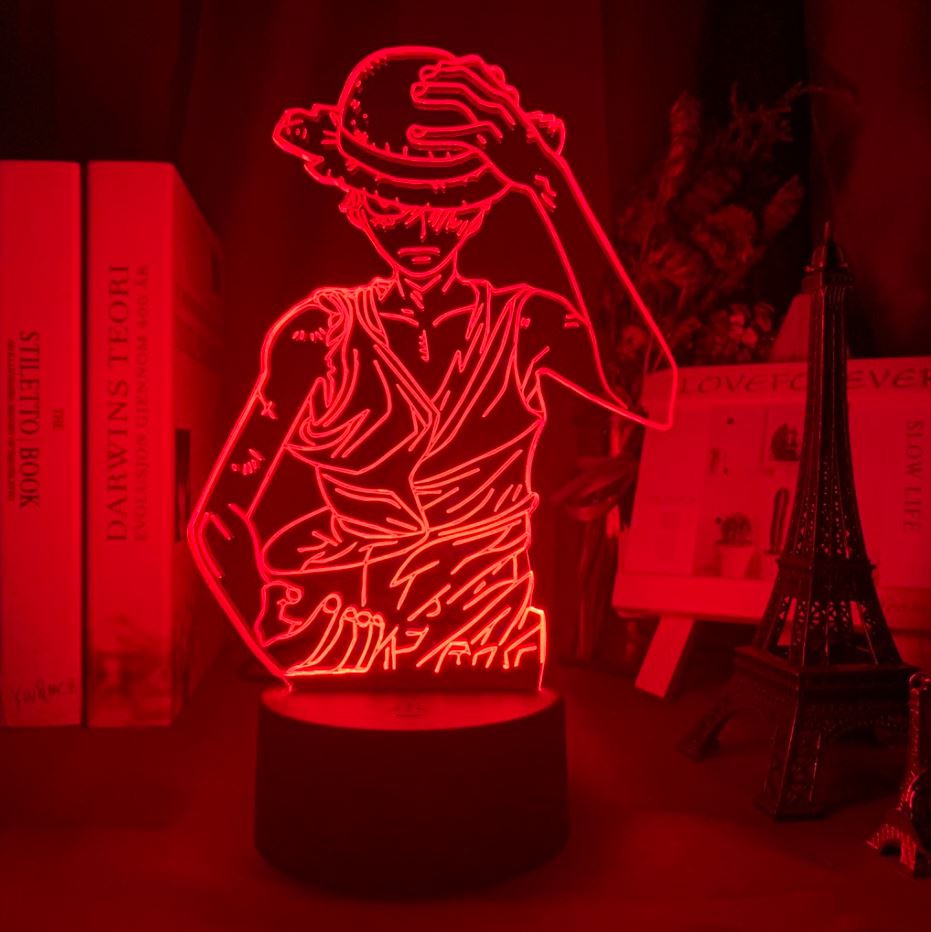 lampe 3d one piece luffy strawhat rouge