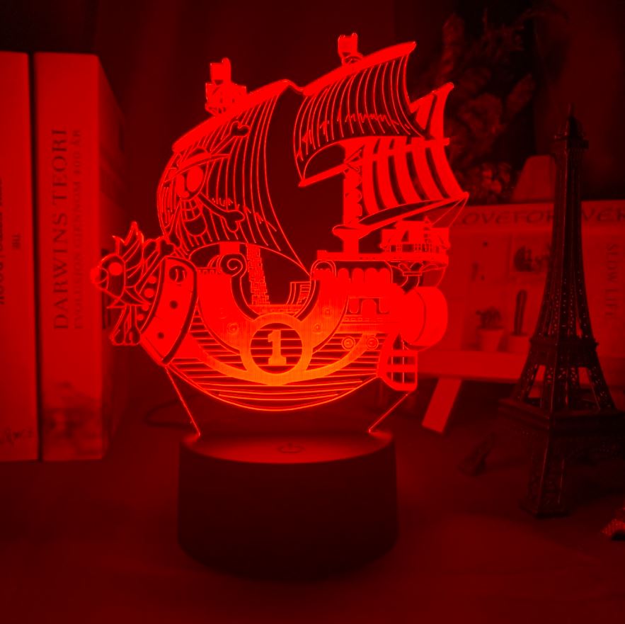 lampe 3d one piece thousand sunny rouge