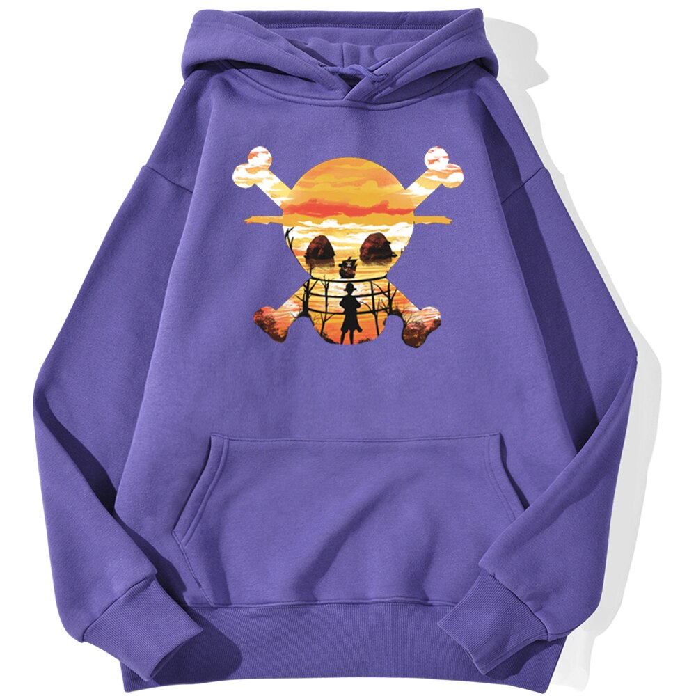 sweatshirt hoodie one piece logo paysage violet
