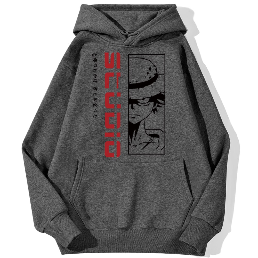 sweatshirt hoodie monkey luffy studio gris fonce
