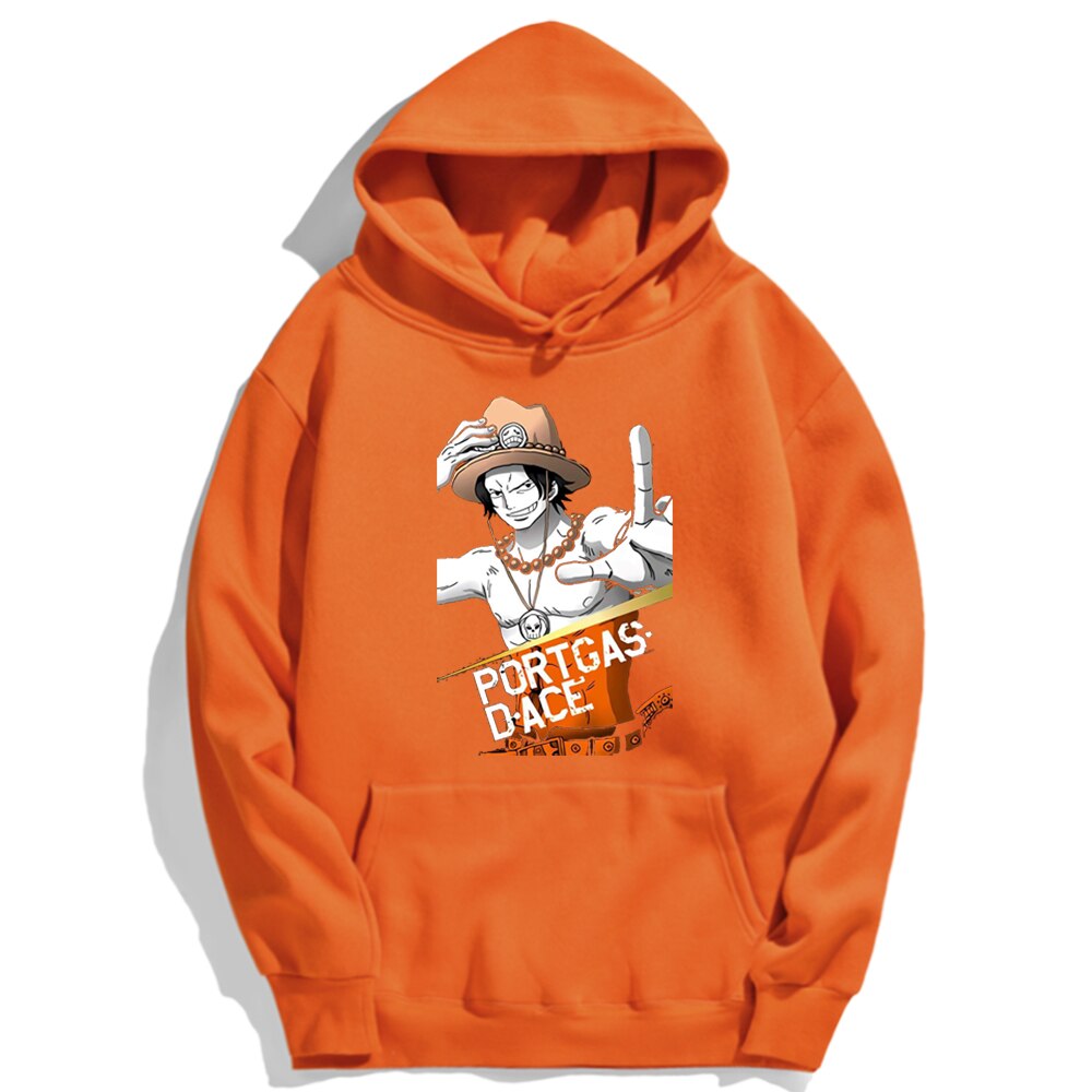 sweatshirt hoodie one piece portgas ace orange