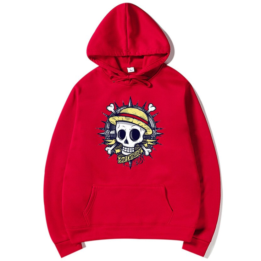 sweatshirt hoodie one piece skull rouge