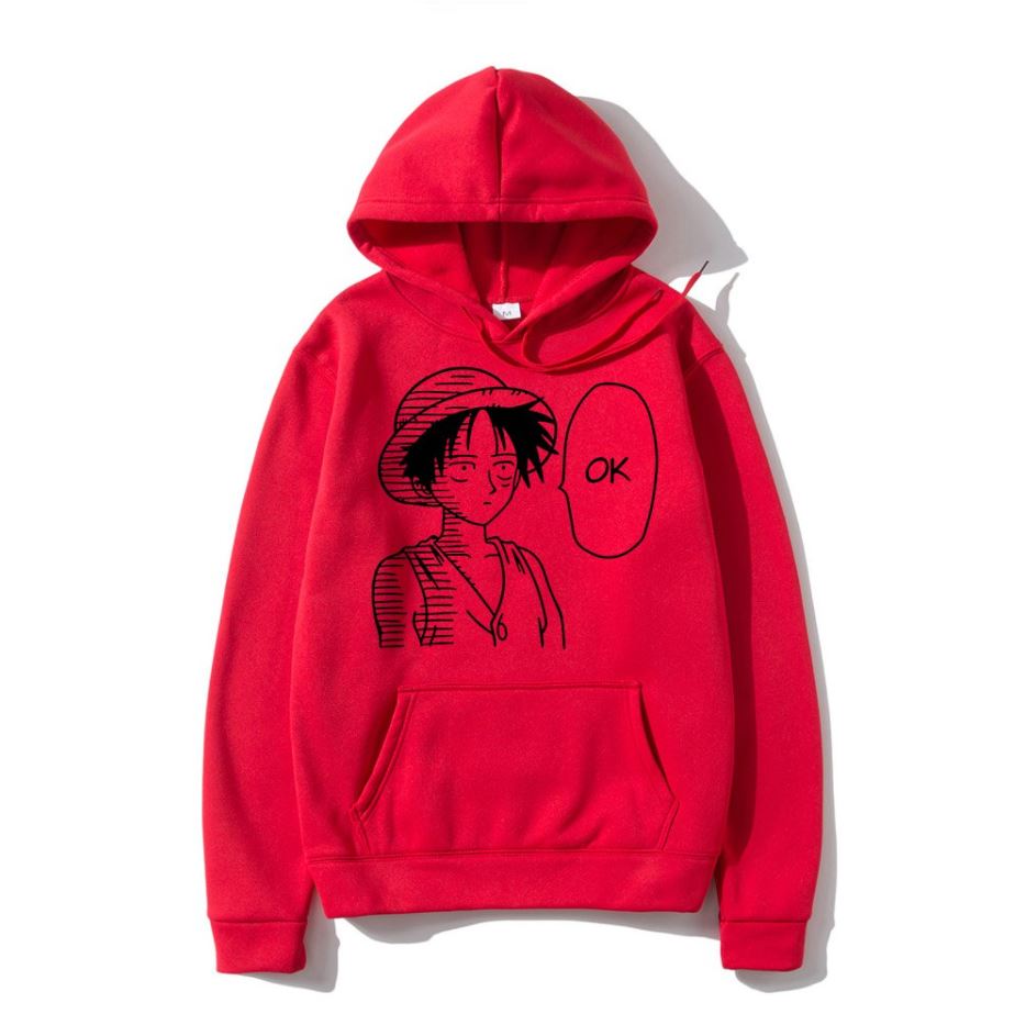 sweatshirt hoodie one piece luffy ok rouge