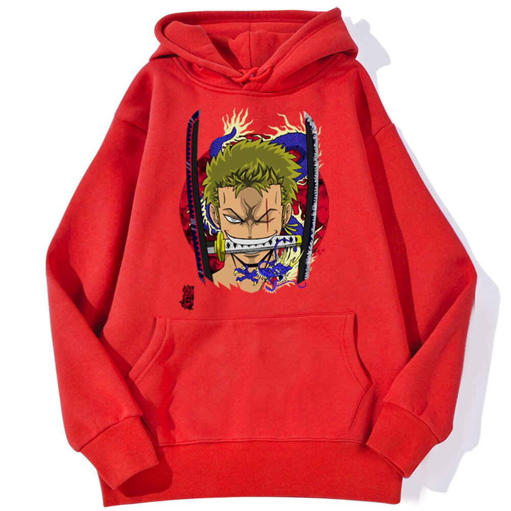 sweatshirt hoodie one piece roronoa zoro rouge