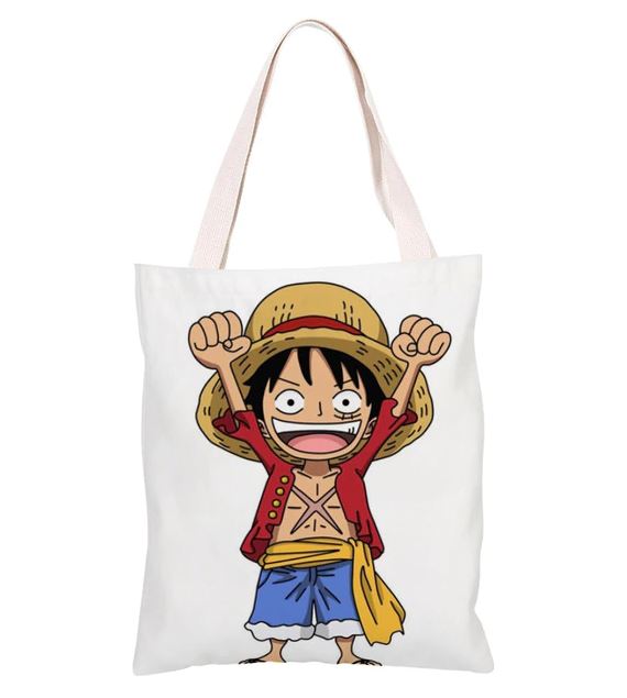 sac one piece shopping toile luffy happy