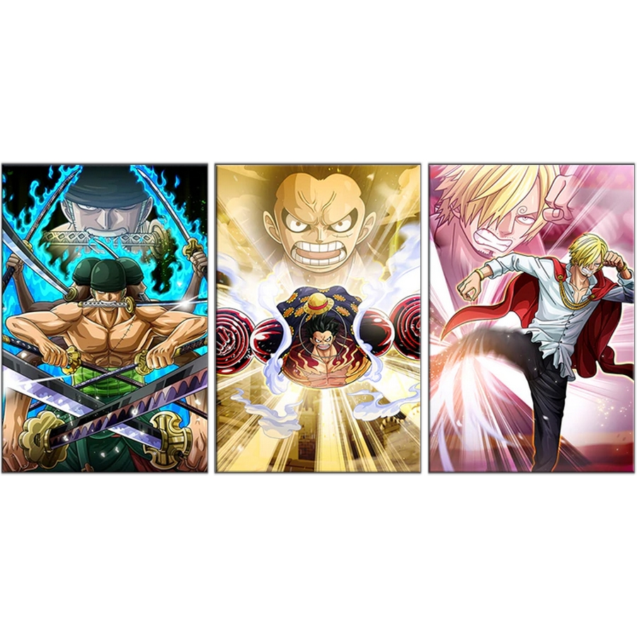 tableau toile one piece 3 parties luffy kings haki 3