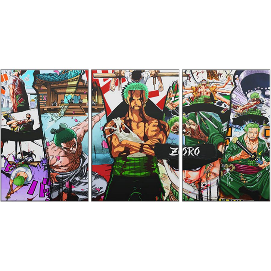 tableau toile one piece 3 parties roronoa zoro combats 3