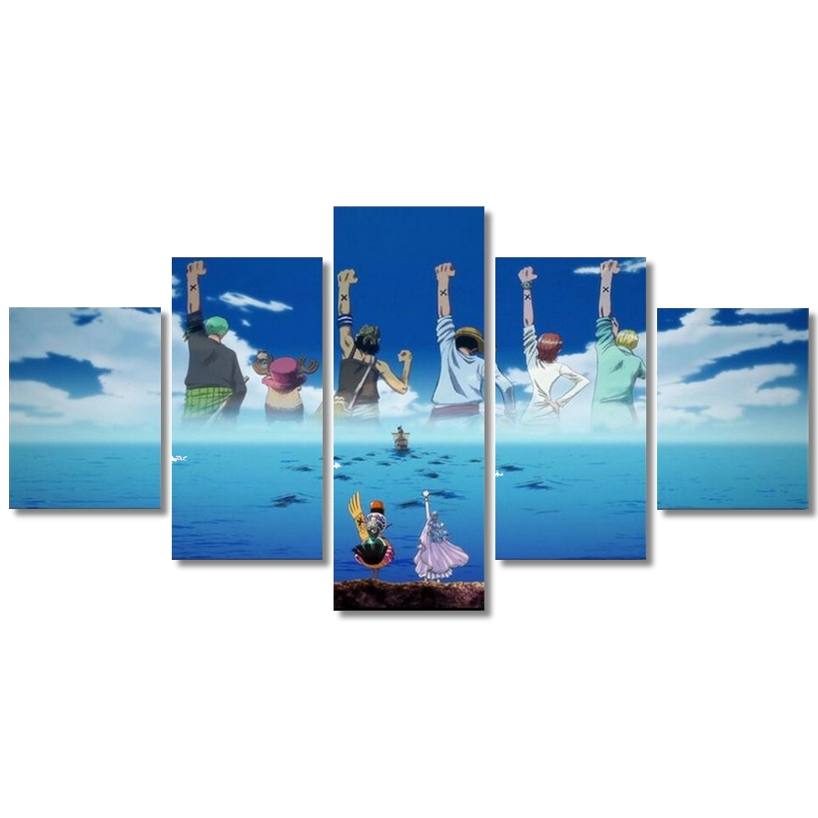 tableau toile one piece 5 parties mugiwara goodbye 3