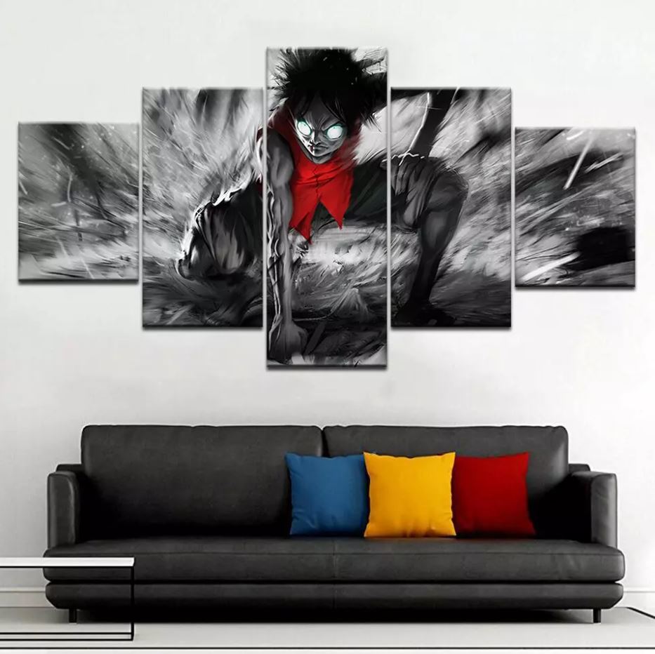 tableau toile one piece 5 parties monkey luffy haki 2