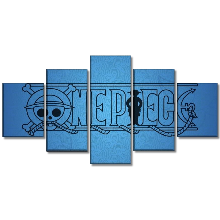 tableau toile one piece 5 parties logo bleu 3