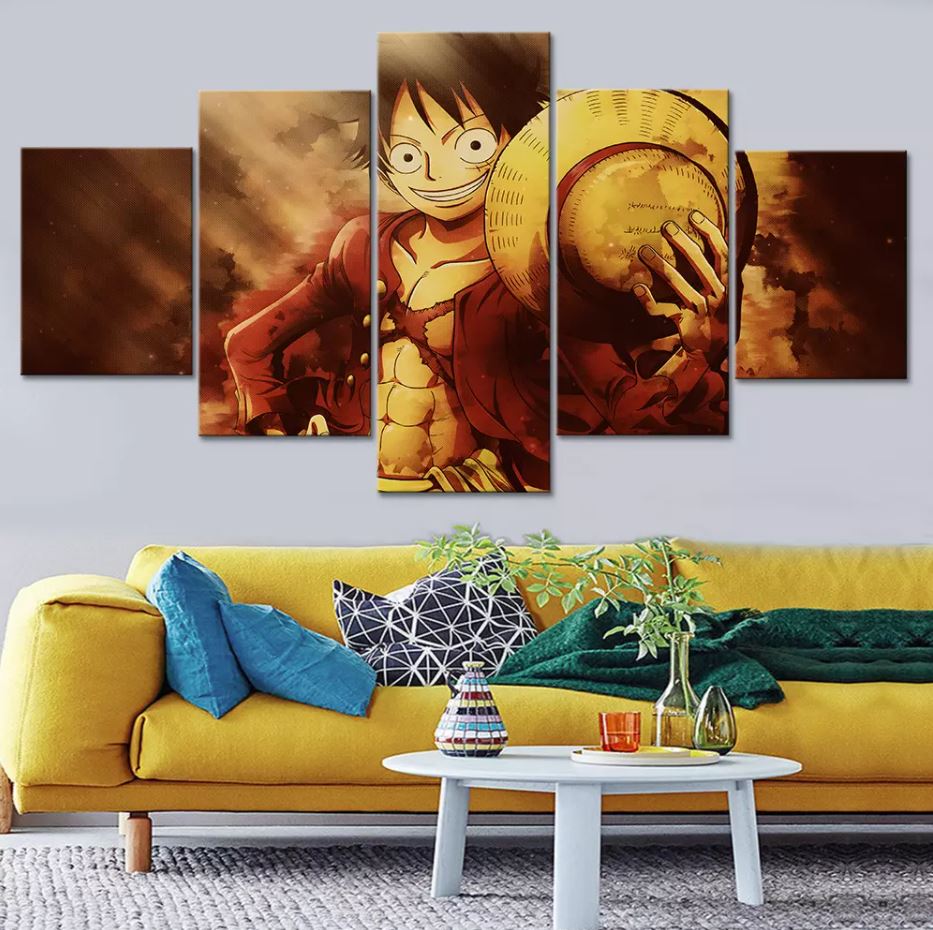 tableau toile one piece 5 parties monkey luffy strawhat 1
