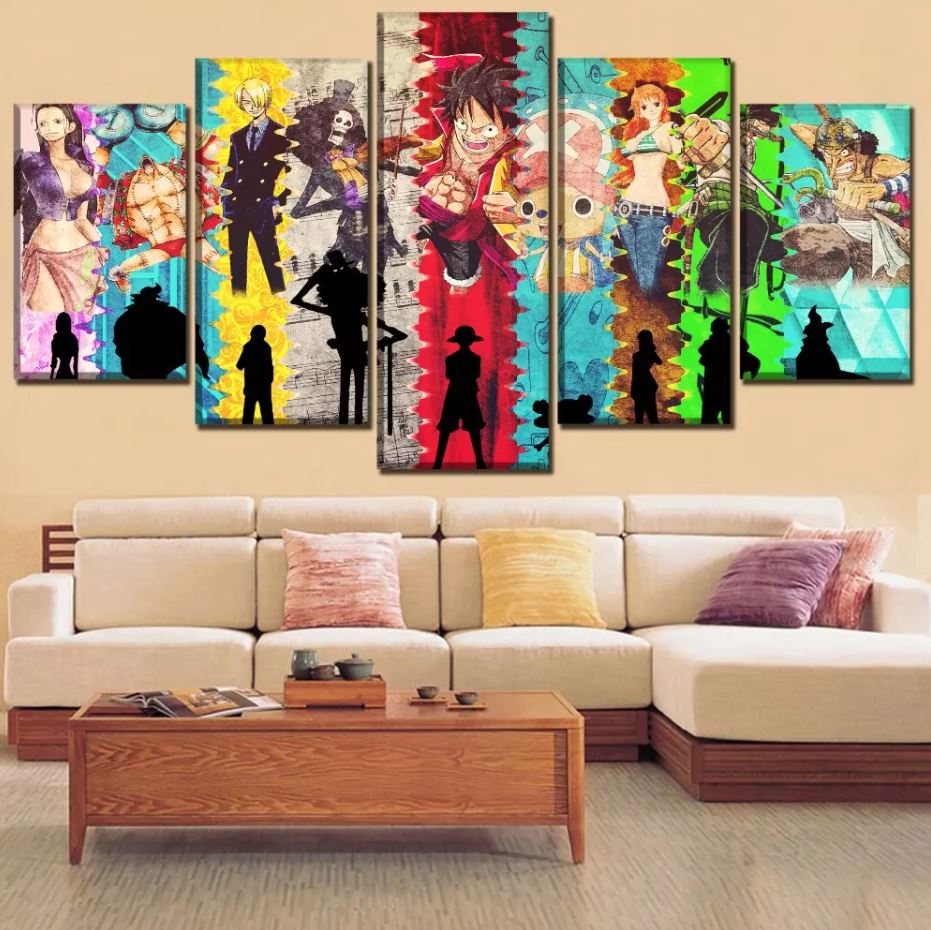 tableau toile one piece 5 parties mugiwara ombres 2