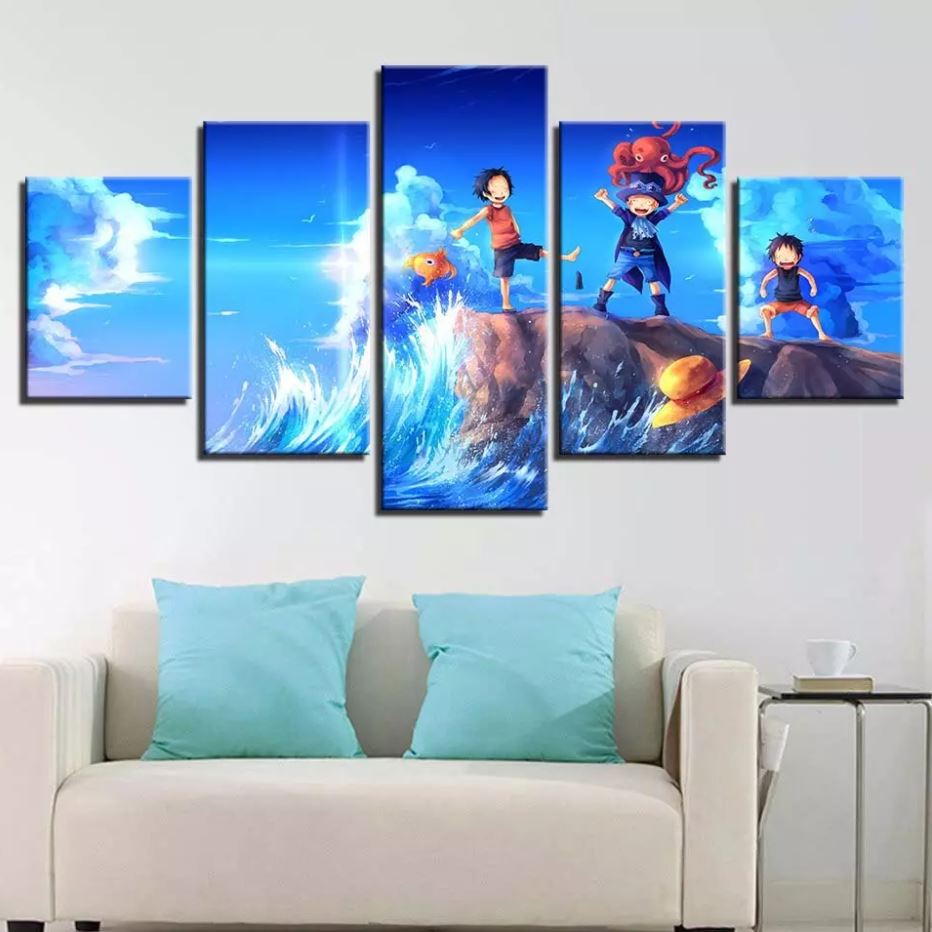 tableau toile one piece 5 parties frères luffy sabo ace 2